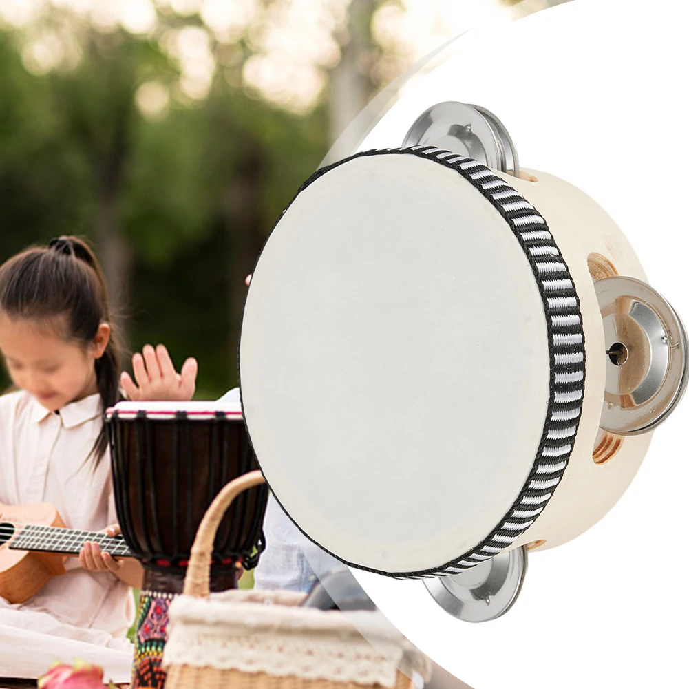 Instrument Tambourine For Dance Concerts 4/6/8/10 Inch Original Wood Color Premium Wood Polyester Drumming Toy Tambourine 1PC Hand Tambourine
