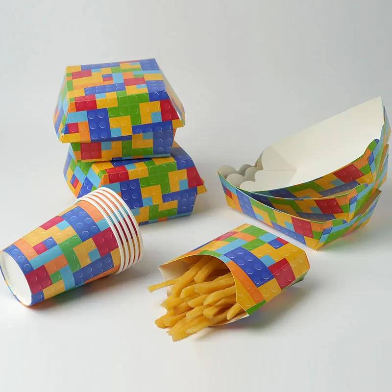 Building Blocks Birthday Decorations Children's Toys Theme Party Supplies Disposables Tableware Cake Topper Balloons Baby Shower
