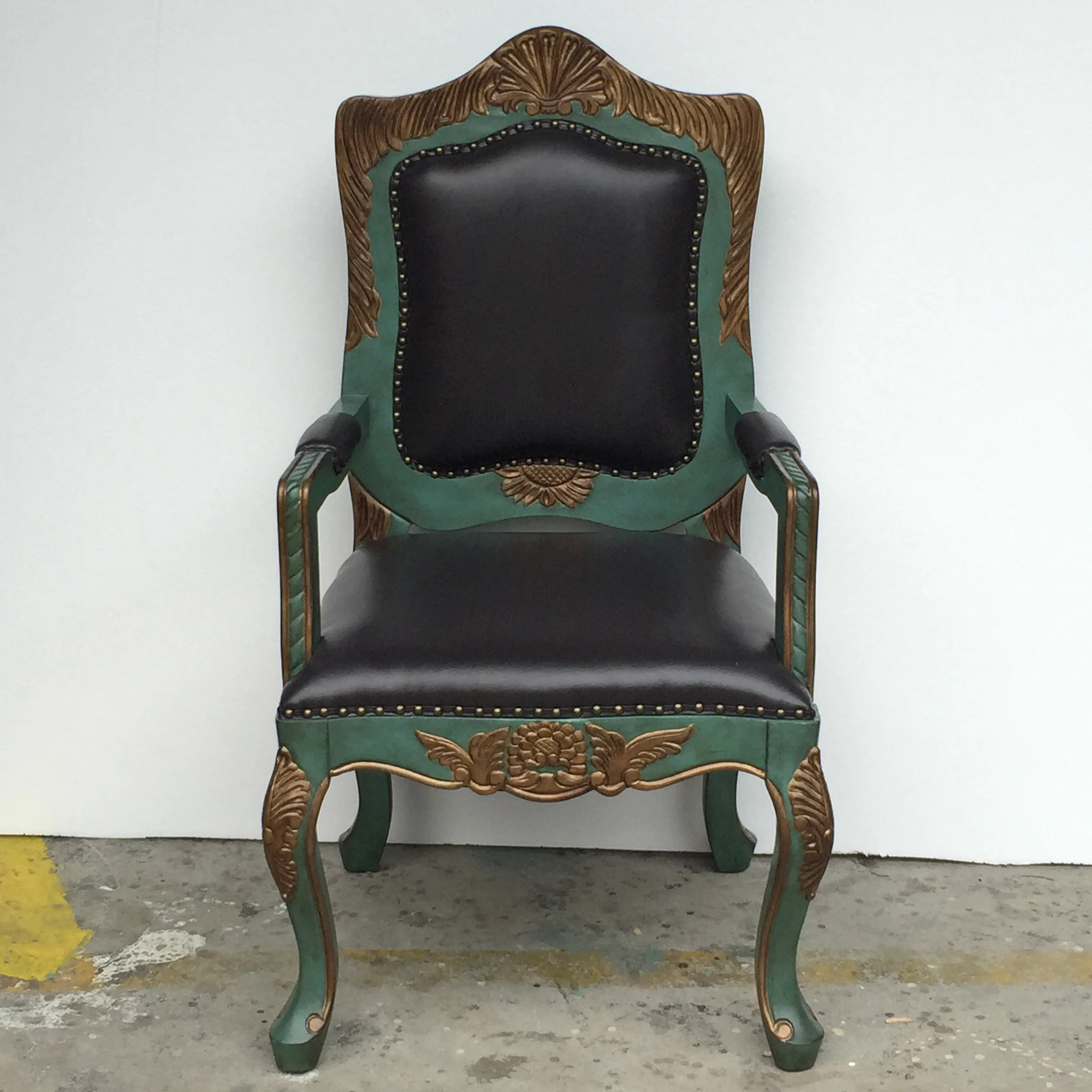 

American solid wood computer chair office chair retro single leisure chair negotiation chair Mediterranean armrest western dinin