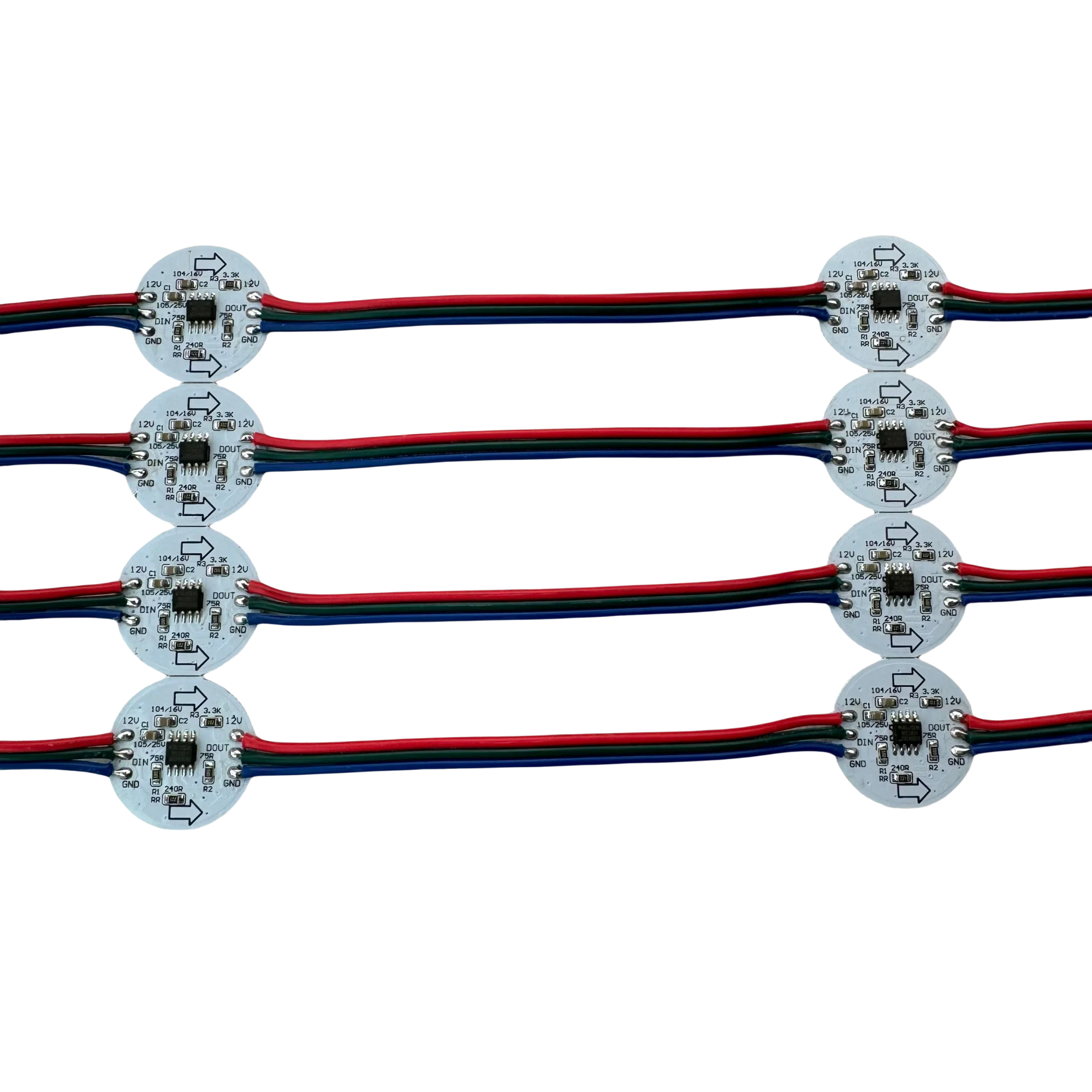 20pcs/set 26mm PCBA(3 LEDs)WS2811 Addressable Pixel Light 0.72W DC12V Input non-waterproof with RGB Color Wire color