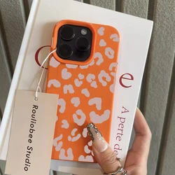 Pink Leopard Print Lichee Pattern Silicone Phone Case Cover - iPhone 15 (Orange)