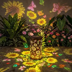 Vibrant Sunflower Solar LED Lantern - Waterproof Outdoor Hanging Light (Colorful Sunflower)
