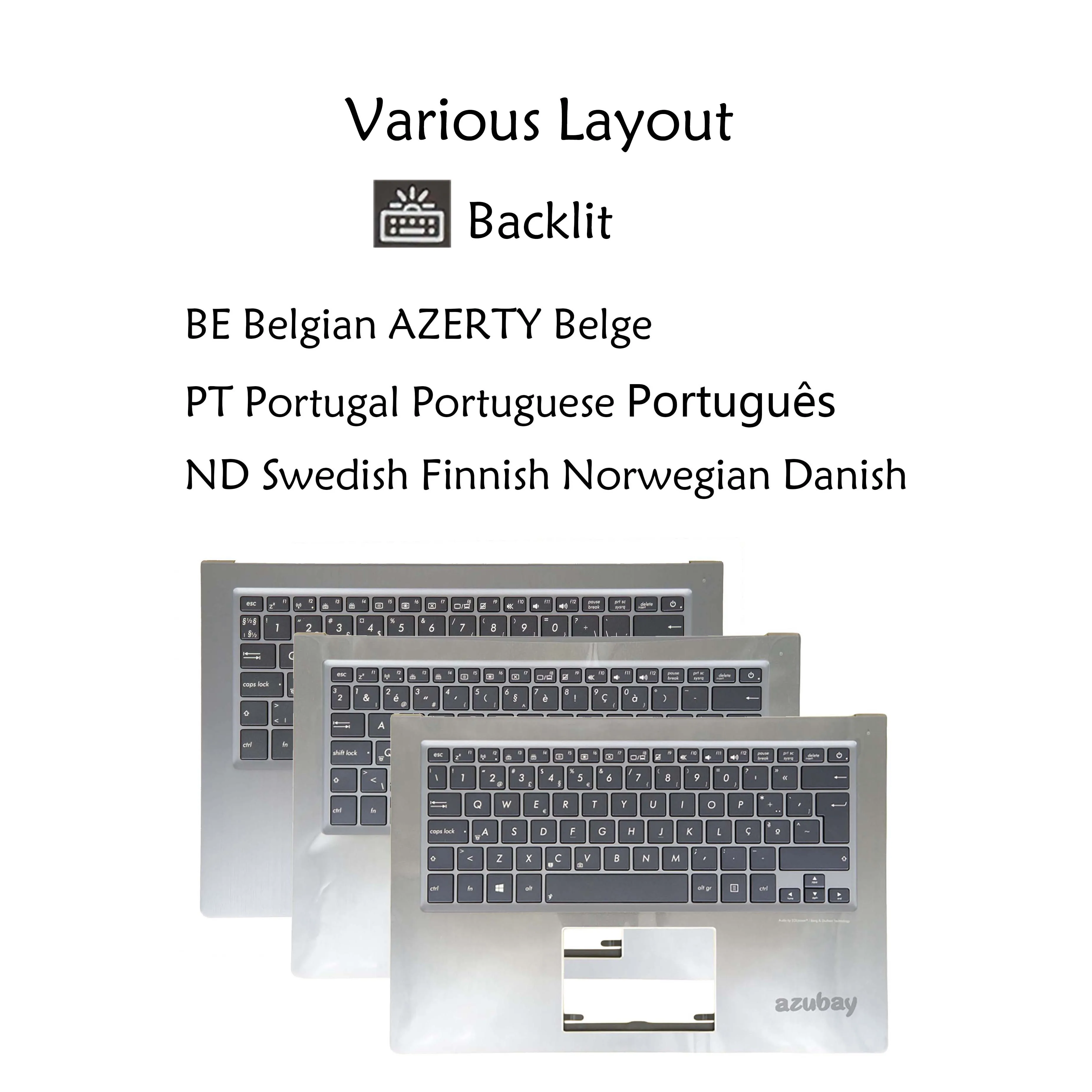 

Backlit Laptop Keyboard Palmrest Case Cover For Asus UX302L UX302LA UX302LG Belgian Finnish Swedish Norwegian Danish Portuguese