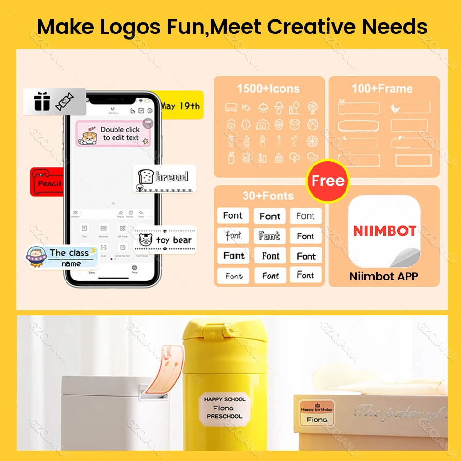 Niimbot Original D101 Thermal Label Printer Classic Mini Inkless D110 Bluetooth Wireless Thermal Label Maker Cable Jewelry Paper