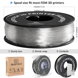 Premium TPU 3D Printer Flexible Filament - 1kg Spool, 1.75mm, Non-Toxic, Vacuum Packed, Shore Hardness 95A (Transparent)