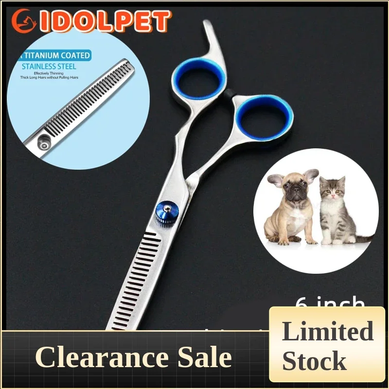 Professional Dog Grooming Scissors with Safety Round Tips,Heavy Duty Titanium Stainless Steel Up-Curved Pet Grooming Scissors