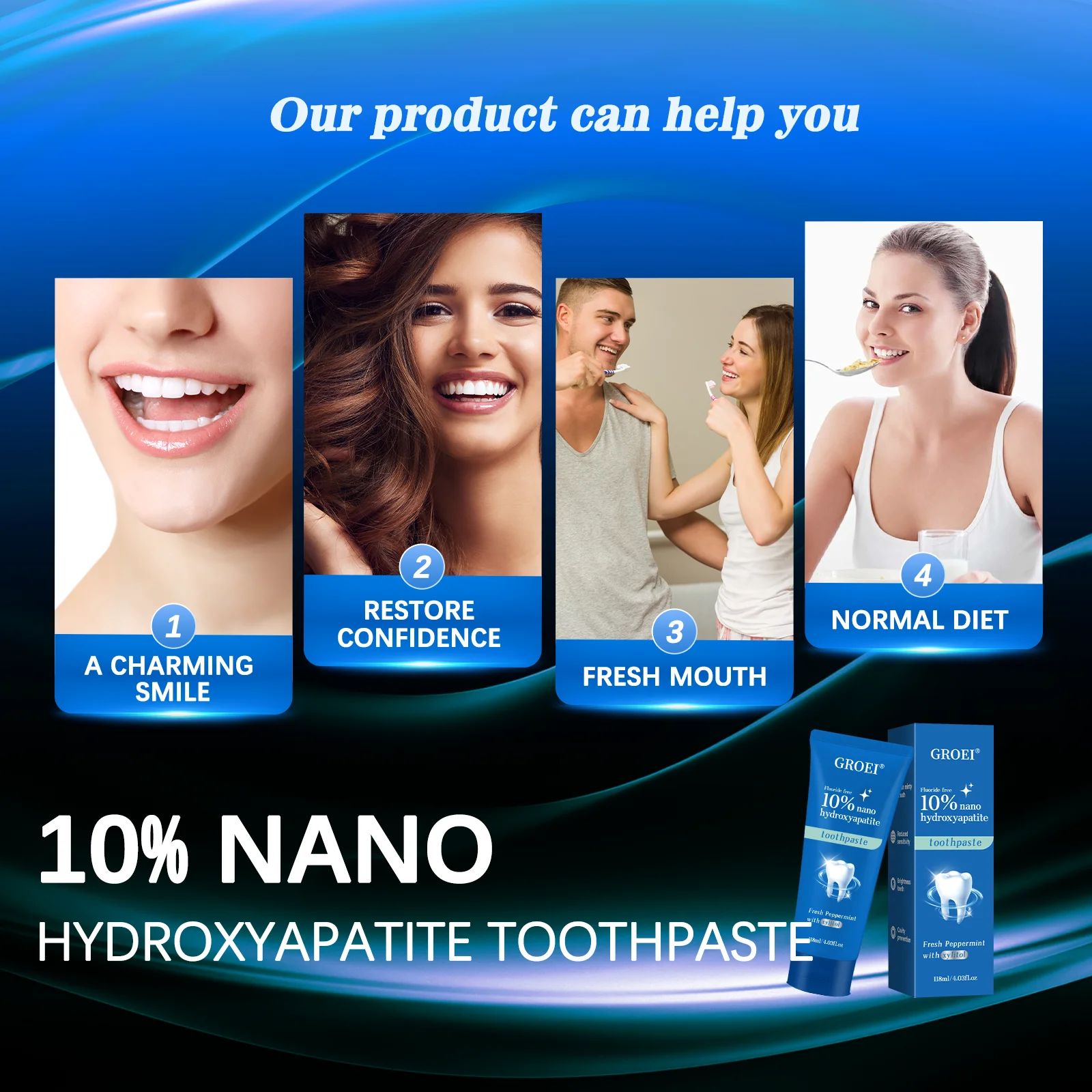 Hydroxyapatite Toothpaste Refresh Prevent Dental Cavities Stain Removal Smoke Coffee Tea Stains Sensitive Teeth Oral Hygiene