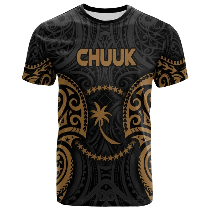 

Chuuk Micronesia 3D Printing T Shirt Men Round Neck Short Sleeves Fashion Casual Tops Polynesian Tshirt Street Oversized T-shirt