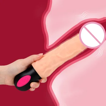 OLO Flexible Realistic Dildo Vibrator Heating Vagina Massager 12 Mode Soft Silicone Godemichets Masturbation Sex Toys for Woman 6