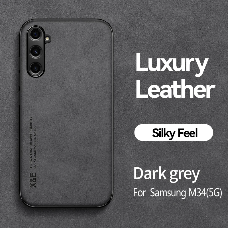 

Leather Case for Samsung Galaxy M34 5G Luxury Car Magnetic Holder Frosted Shockproof Soft Edges Hard Phone Cover SamsungM34 5G