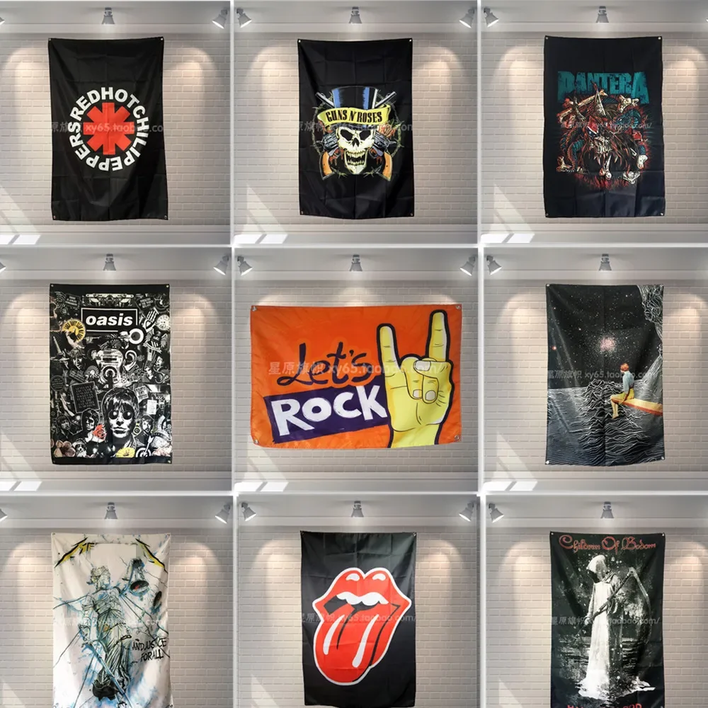 

Mixed Metal Band Logo Poster Vintage Decorative Banner Rock and Roll Music Flag Dark Death Art Poster Wall Painting Tapestry A1
