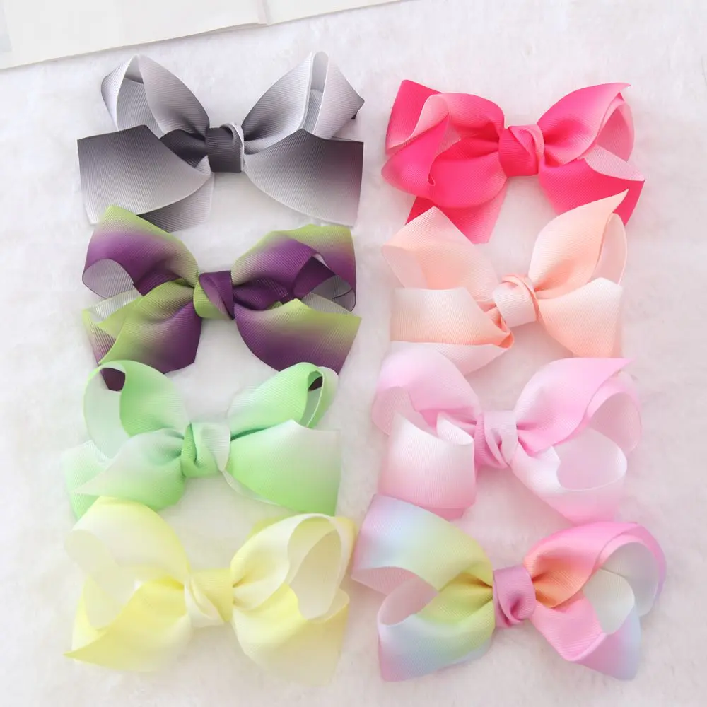 

5pcs/lot 5 Inch baby Hair Bow Girls Handmade Boutique Grosgrain Ribbon Bow hairs Accessories Hairclips or No Clip Accessory