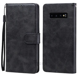 Leather Flip Wallet Case with Enhanced Protection for Samsung Galaxy S10 Series (Black)