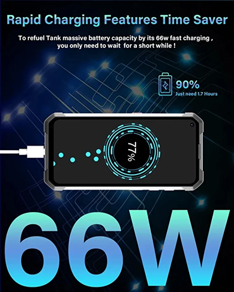 MX Warehous Unihertz TANK Rugged Night Vision Smartphone,Cell Phone,22000 mAh,8GB,256GB,108M Camera,66W PD,Helio G99 5