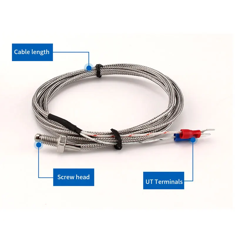 Thermocouple Thread M6 Screw Type K 1/2/3/4/5m Probe Sensor Temperature Sensor 0-600&deg;C for Temperature Controller temperature sensor