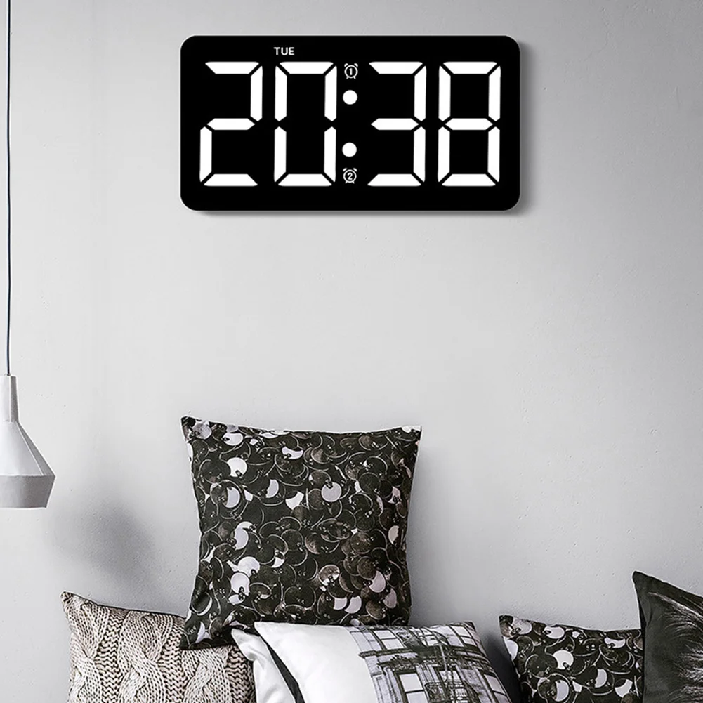 Digital Wall Clock, LED Screen Digital Clock With Remote Control, Large Wall Clock With Temperature Humidity Display, 10.5" Tabl