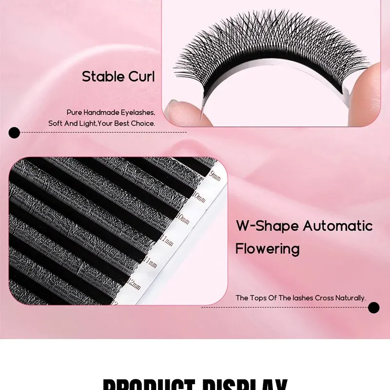 FADVAN W 3D 4D 5D 8-12/8-14mm Wimpern Wimpernverlängerung W-Form C/D Curl Neuartige Hybrid-Volumen Make-up Faux Mink Wimpern – Detail 4