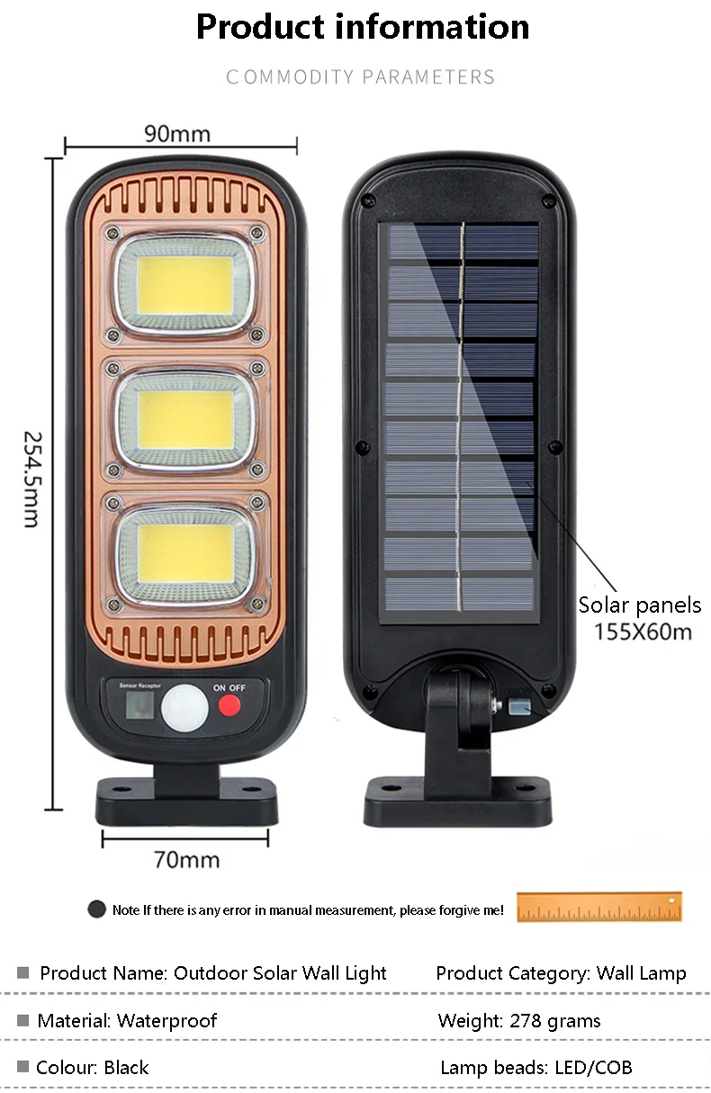 2022 The New Solar Sensor Lamp Outdoor Lights Waterproof Wall Lamp Remote control Led Motion Sensor Garden Light Street Light solar led flood lights