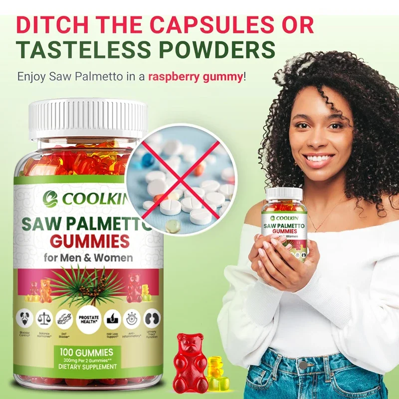 Saw Palmetto Hormone Balance Gummies for Men's Prostate Urinary Tract and Bladder Health Hair Growth