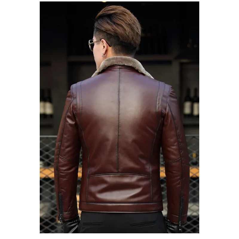 2023 New Winter Leather Jacket Men's PU Sports Jacket Men's Slim Fit Casual Sports Jacket Men's Suit Collar Coat