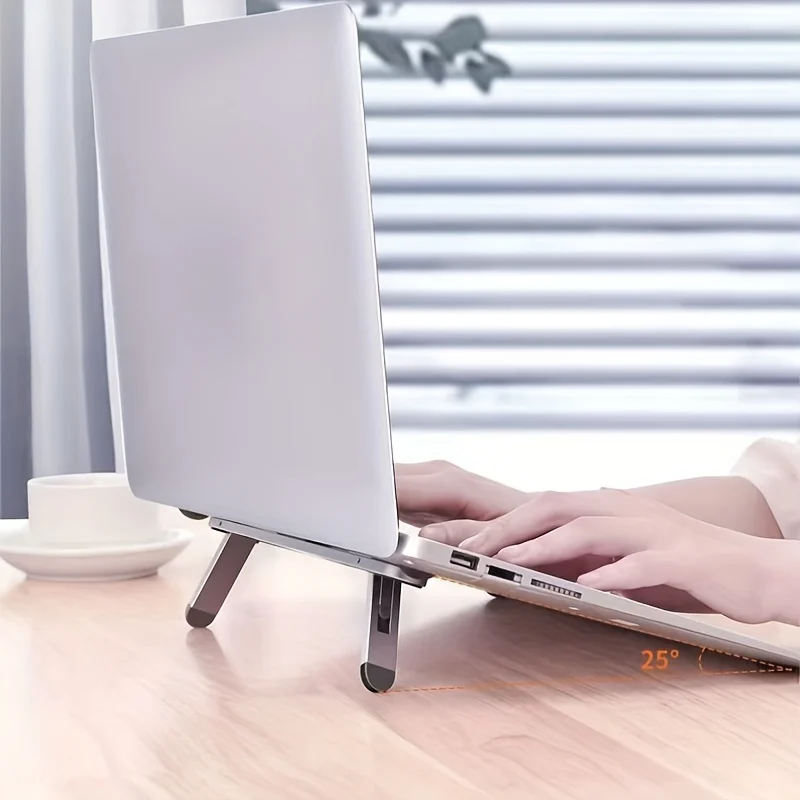 Ergonomic Laptop Stand with Integrated Keyboard and Tablet Holder, Heat Dissipation, and Adjustable Height for Enhanced Comfort