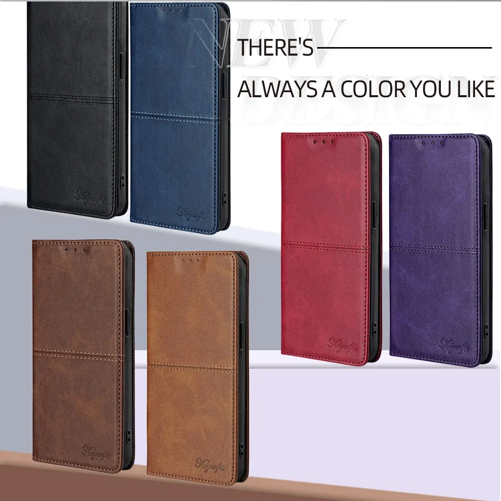 Classic Magnetic Flip Case with Card Slots and Book Cover Design