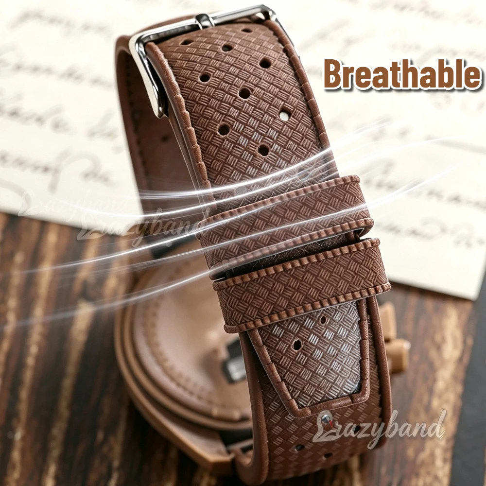Universal Soft Silicone Sport Watch Strap - Breathable Rubber Bracelet in Brown, Orange, and Black (20mm & 22mm)