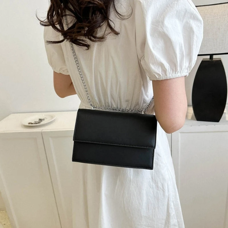 Fashion Crossbody Bag for Women PU Leather Shoulder Bag Chain Strap Flap Bag Bag Travel Satchel Bags Handbag E74B