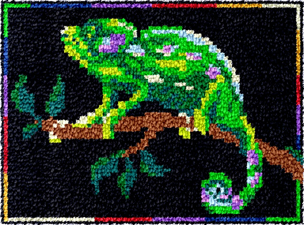 Embroidery Canvas Latch Hook Kits, GT793 lizard Unfinished Acrylic Yarn, Embroidery Cushion Cross Stitch Carpet