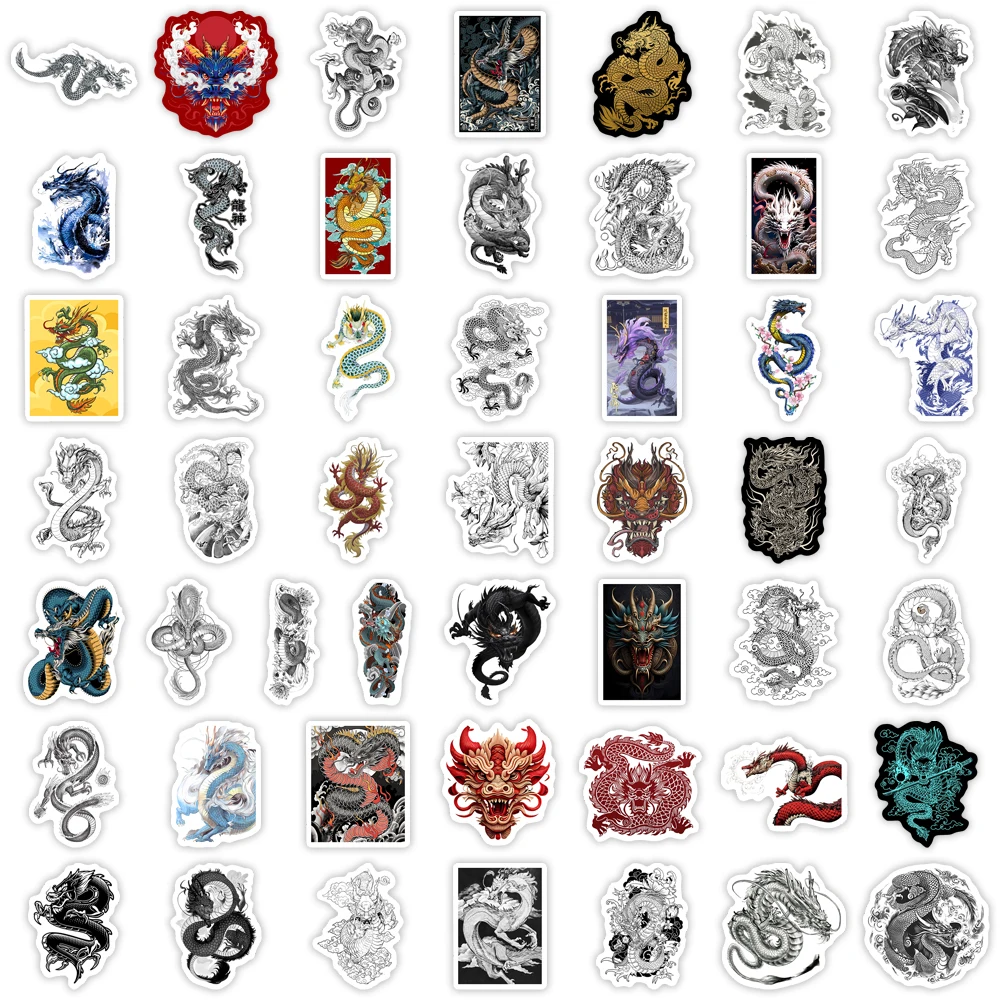 Chinese Tradition Dragon Stickers Cool DIY Kids Toys Gift Decorative Decal for Laptop Phone Journal Scrapbook Luggage Waterproof