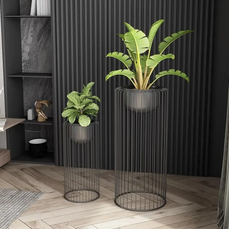 Golden Simple Nordic Iron Flower Shelf Indoor Living Room Balcony Vertical Plant Flower Pot Rack Furniture Garden Stand