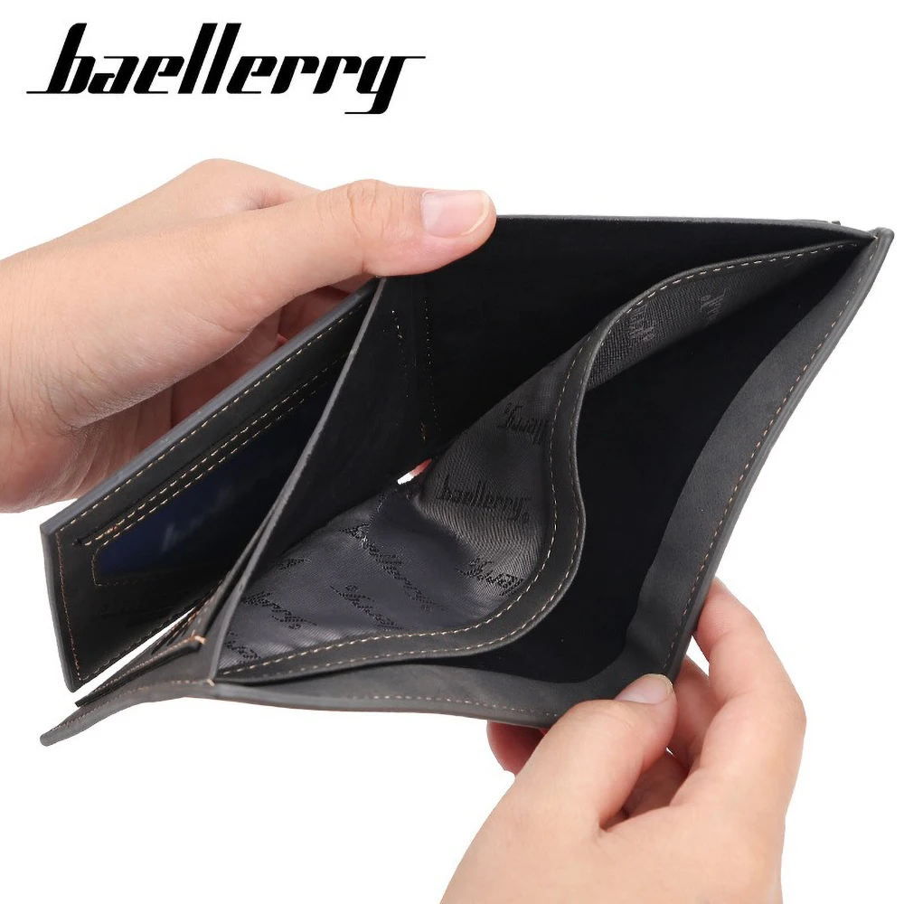 Baellerry Men's Wallet PU Leather Short Style Multi - Card Slots Bifold Wallet for Men Fashion Casual Business Card Holder Purse