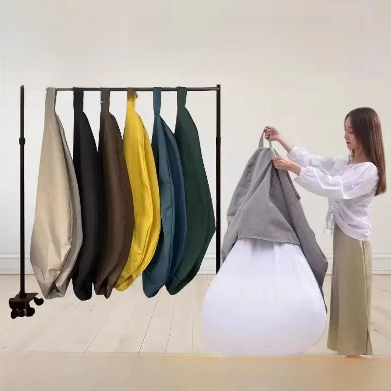 Lazy Sofa Cover Bean Bag ell No Filling Storage for Old Clothes Pure Color Can Lie f Finied Outer ell Dust Cover