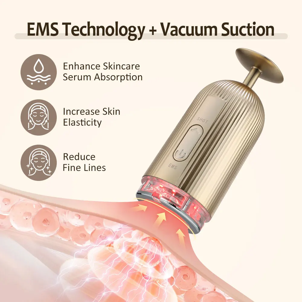 EMS Face Lifting Device Negative Vacuum Suction Firming Tightening V-Shaped Stimulator Facial Beauty Machine 4 LED Light Modes