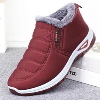 Thickened Fleece Lined Winter Snow Boots Men Women Couple Style Elderly Footwear Outdoor Warm Booties round Toe Flat Heel