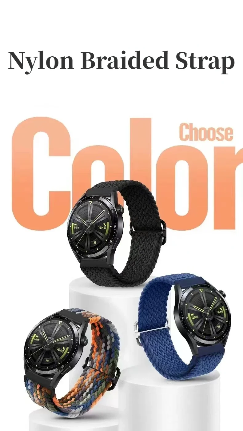 Nylon Braided Watch Strap - Durable Fabric Bracelet Wristband
