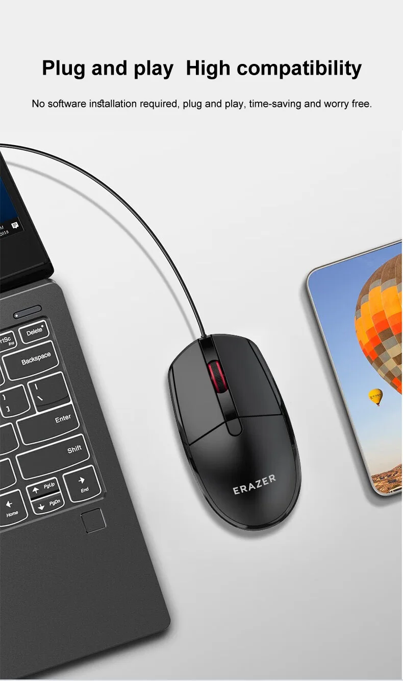 Erazer Km201 Wired Keyboard And Mouse Set Ergonomic Full-size_voghion.com