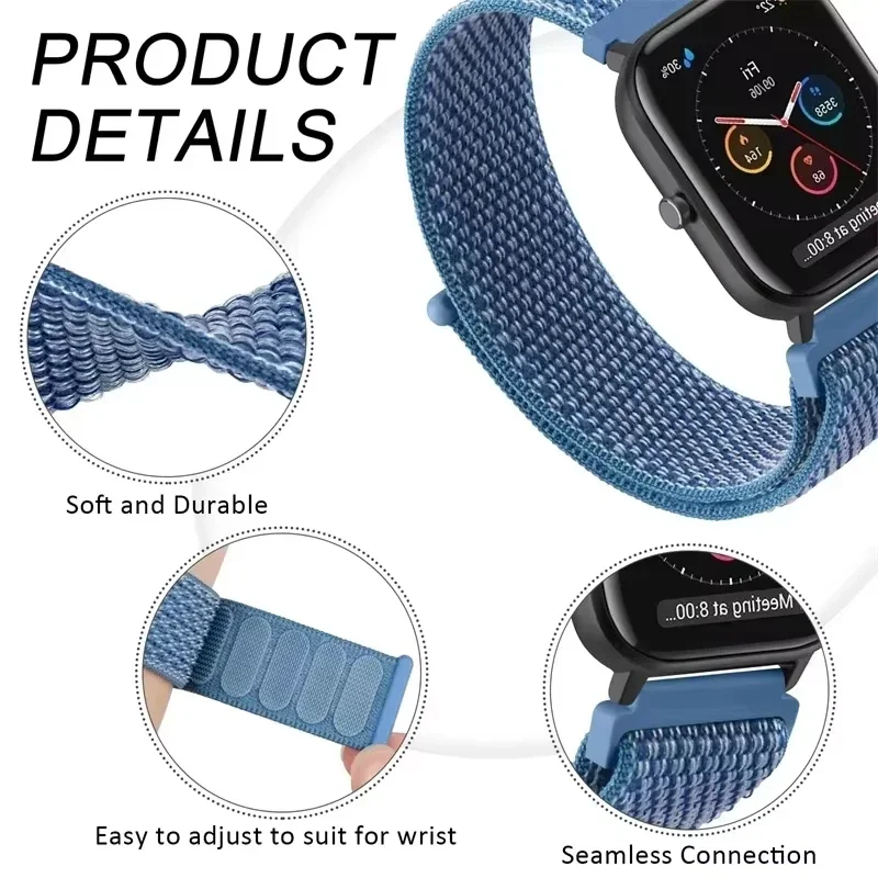 Nylon Loop Sport Strap - 20/22mm Adjustable Wristband