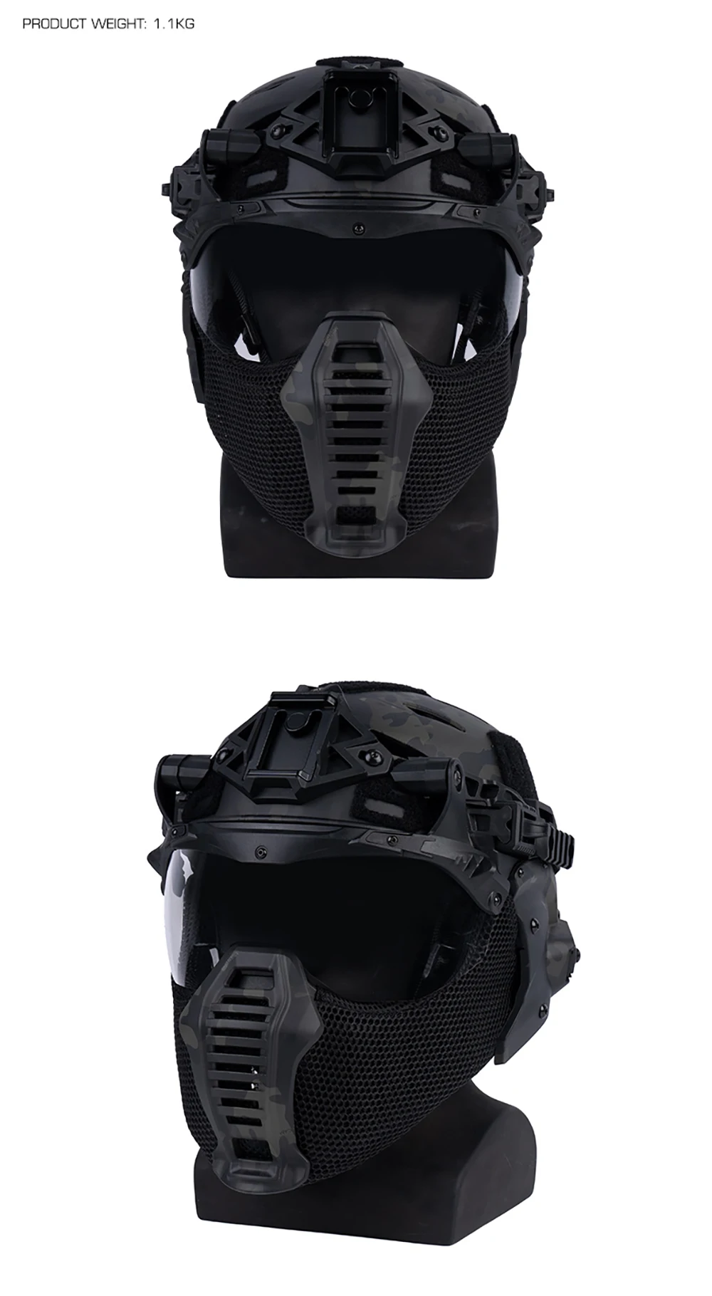 Taktischer Wendy Ex Helm 3.0 mit Modularisierung, abnehmbarer Gehörschutzmaske, Mundschutz, Vollschutzhelm – Detail 3