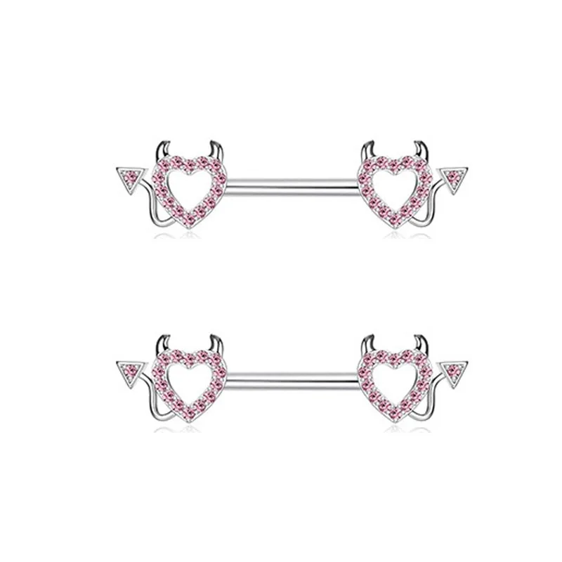 Nipple Piercing Jewelry Set Heart Crystal Nipple Rings Bulk Shiny Butterfly Barbell Dangle Piercing Pezon
