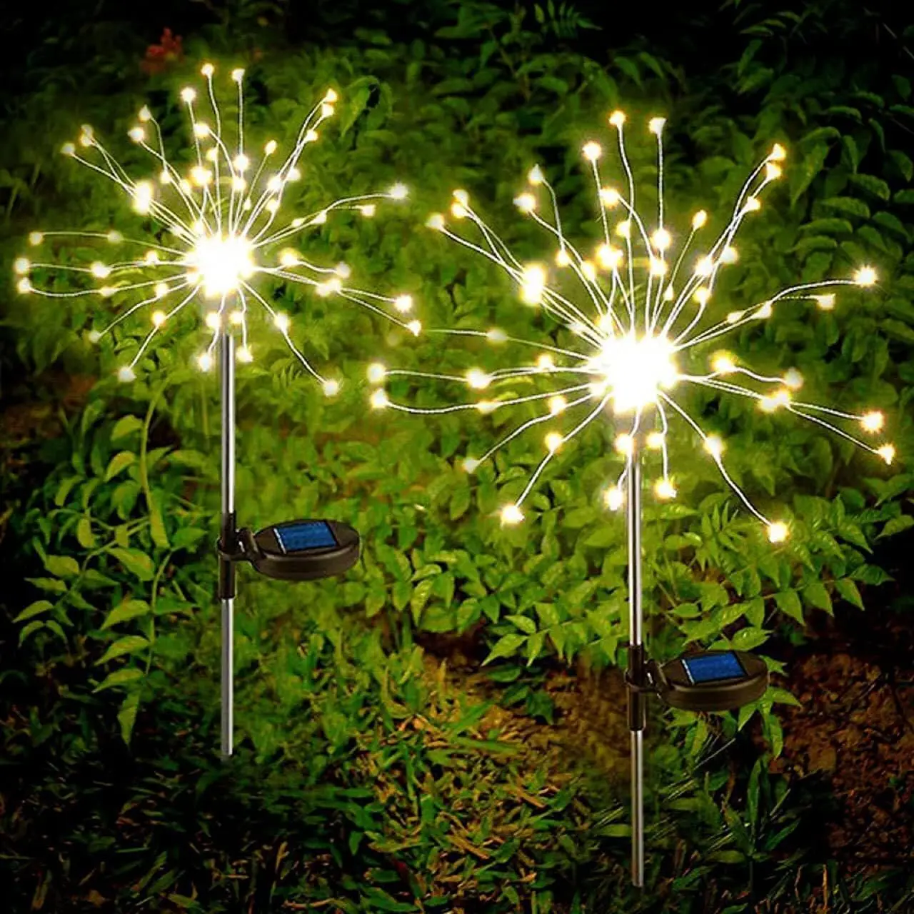 8 Lighting Modes Solar Garden Lights,Firework Lights 2 Pack Waterproof Decorativ