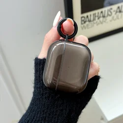 Fluorescent Candy Color Transparent Earphone Cover - Crystal Clear Soft TPU Protective Case - Airpods 1 2 (Black)