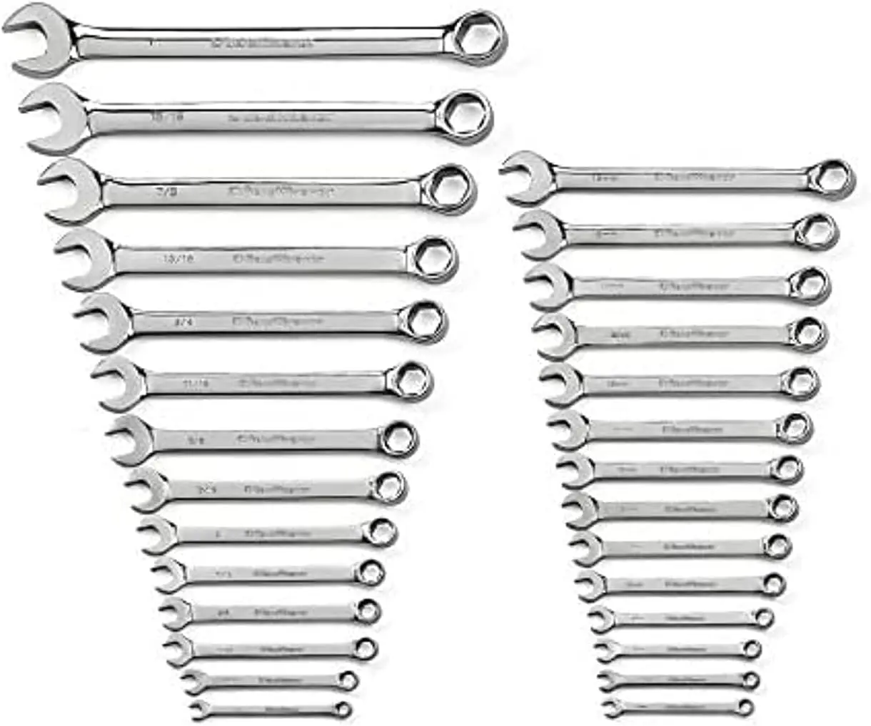 

28 Pc. 6 Pt. Combination Wrench Set, SAE/Metric - 81923, Chrome