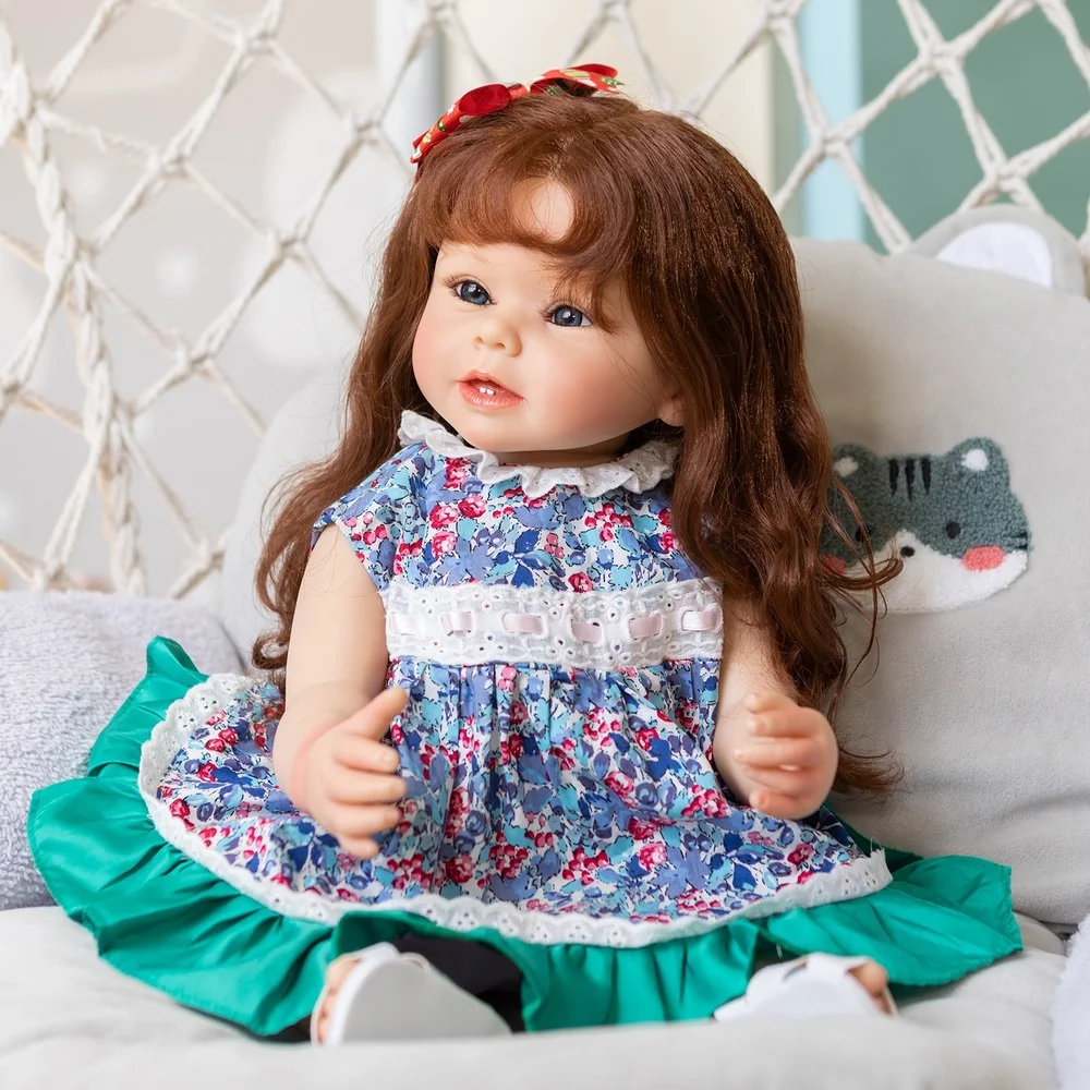 

Finished Bebe Doll Reborn 55CM Full Body Silicone Reborn Doll Bonnie Toddler Girl Princess Ideal Gifts For Children Bath Toy