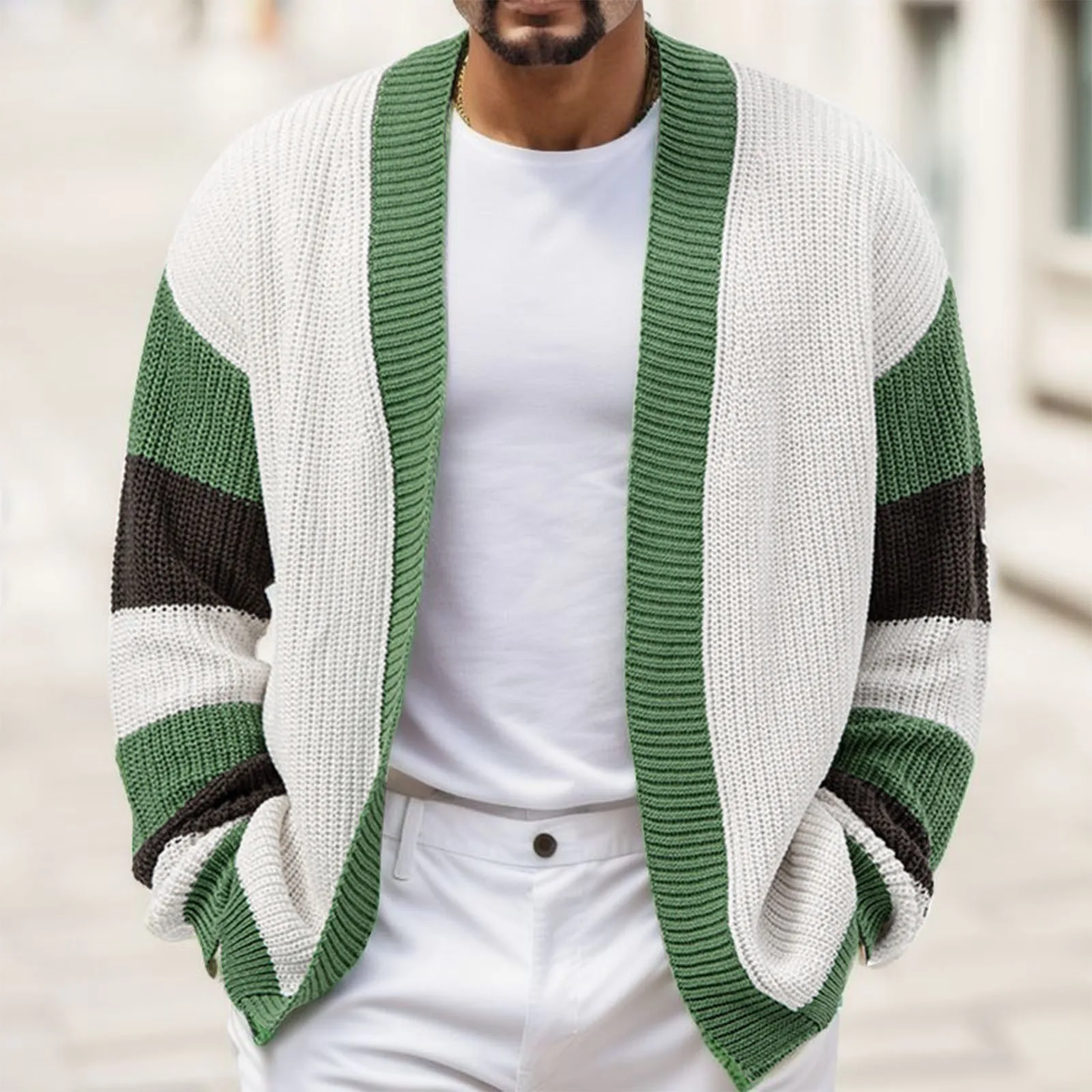 

Mens Fashion Casual Autumn And Winter Fashion Casual Stretch Top Sweater Cardigan Sweater Jersey Male Clothing Knitted Coats Top