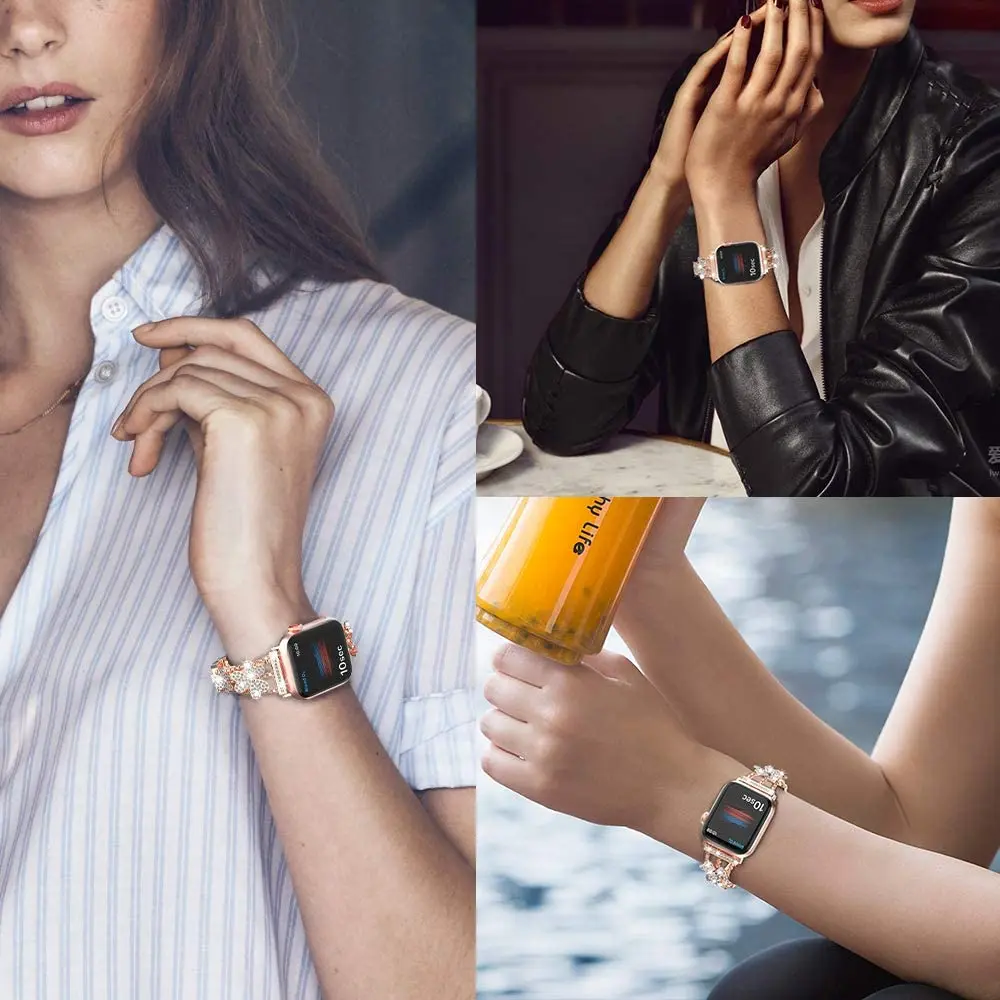 Metal Strap For Apple watch band 44mm 45mm 41mm 40mm 42mm Women Diamond Bracelet Wristband For iWatch Ultra 8 7 6 5 4 SE Correa
