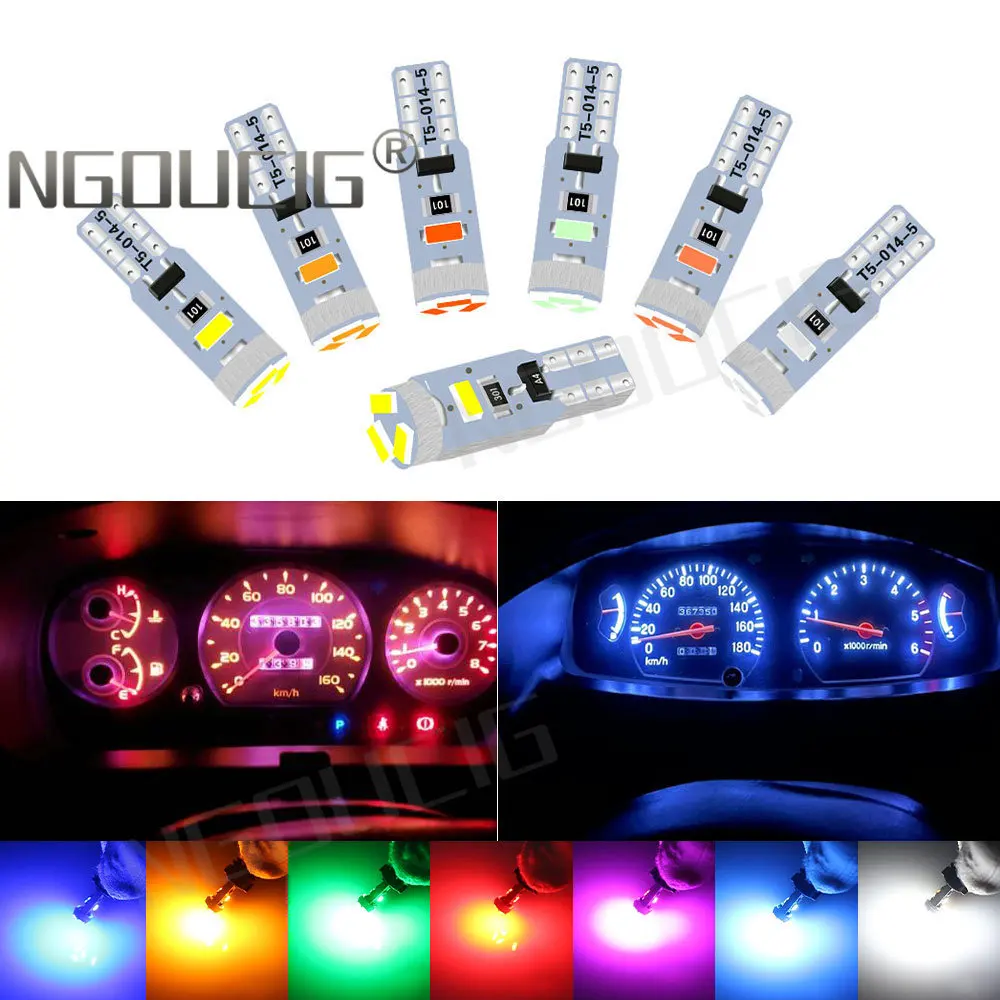 

NGOUCIG 10x T5 Non Polar 73 74 2721 Led Bulb Instrument Dashboard Light W3W 3014 Plate Panel Warning Indicator Signal Lamp Car