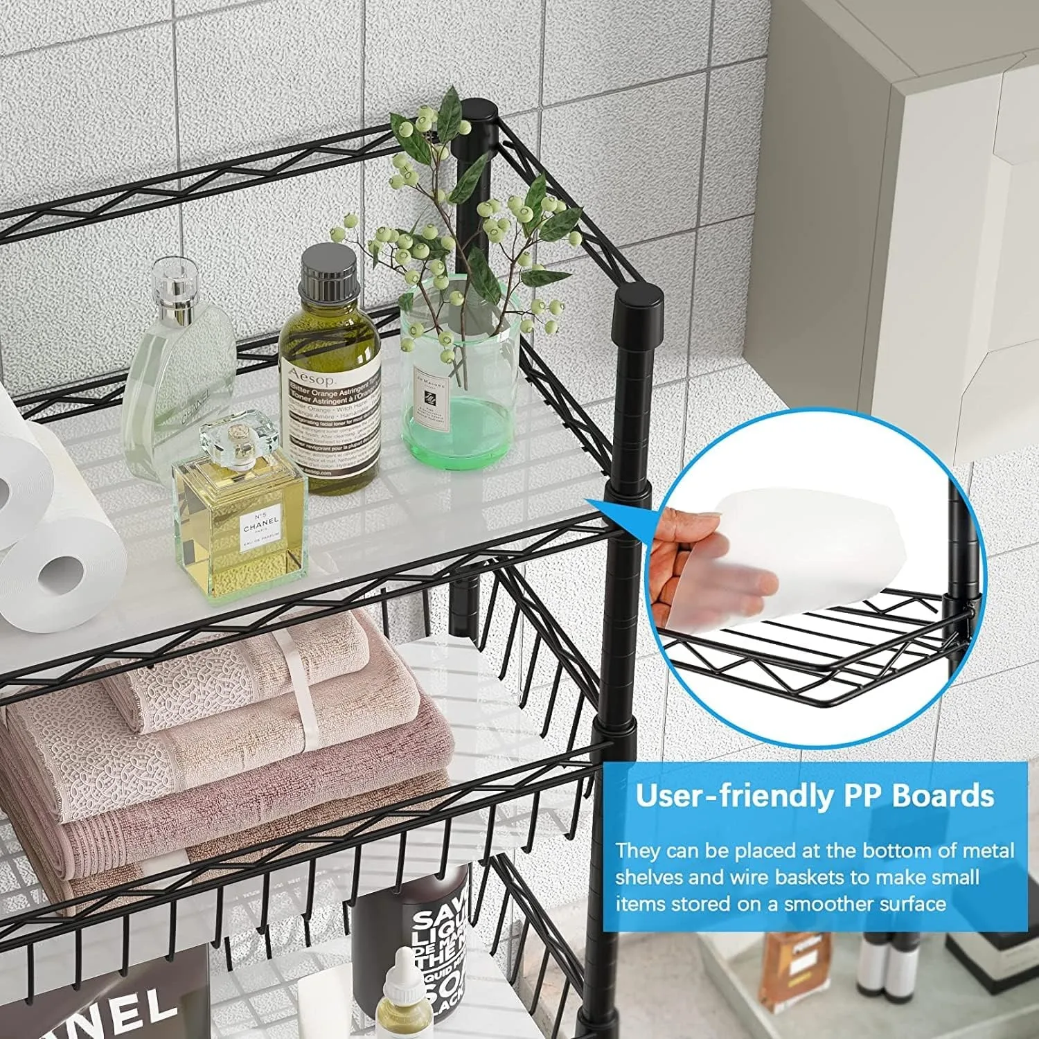 3 Tier Over The Toilet Storage Shelf Black Bathroom Storage Shelf,Space Saver Organizer, Above Toilet Stand