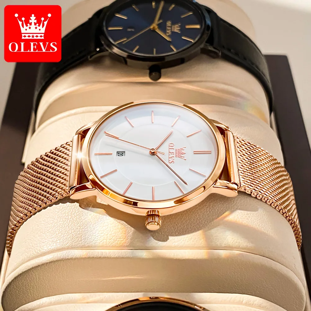 OLEVS 5869 Fashion Women's Watches Milanese Mesh Belt Waterproof Simplicity Versatile Quartz Watch for Lady Original Wristwatch 4