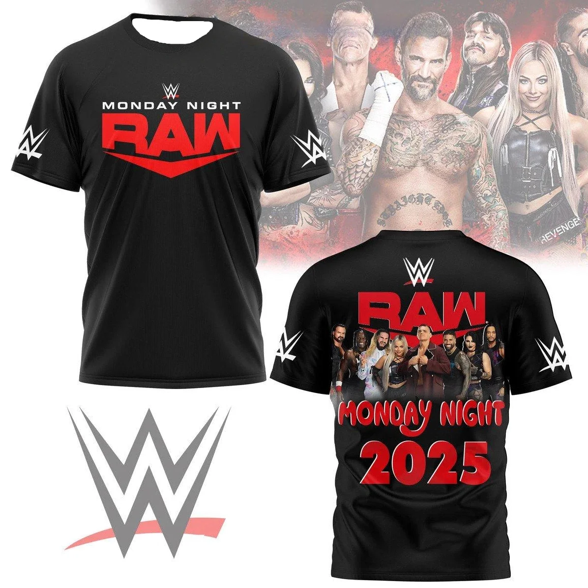 남성 여름 옷 WWE Monday Night RAW 프린트 스포츠 파이팅 트레이닝 티셔츠 2025 속건성 땀 흡수 티 모토